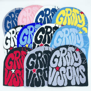 Nouvelle lettre Jacquard pull Beanie chapeau automne hiver Hip Hop Y2k <span class=keywords><strong>Bonnet</strong></span> extérieur chaud tricoté casquette froide - Product Image 5