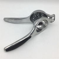 MOQ 500pcs Silver Glossy TPR Handle Manual Aluminium Alloy Lemon Lime Orange Citrus Squeezer Presser Juicer With Customized Logo