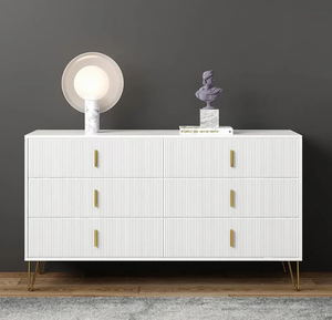 <span class=keywords><strong>Commode</strong></span> blanche <span class=keywords><strong>moderne</strong></span> avec armoire à 6 tiroirs, armoire latérale pour le salon - Product Image 4