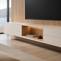 Mueble de TV Flotante Moderno y Minimalista Personalizado con Almacenamiento en la Base y Soporte para Dibujos
