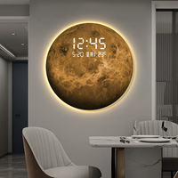 Lampe LED décorative Art Déco en porcelaine et cristal, thème lunaire/martien, affichage numérique pour salon, salle à manger, entrée