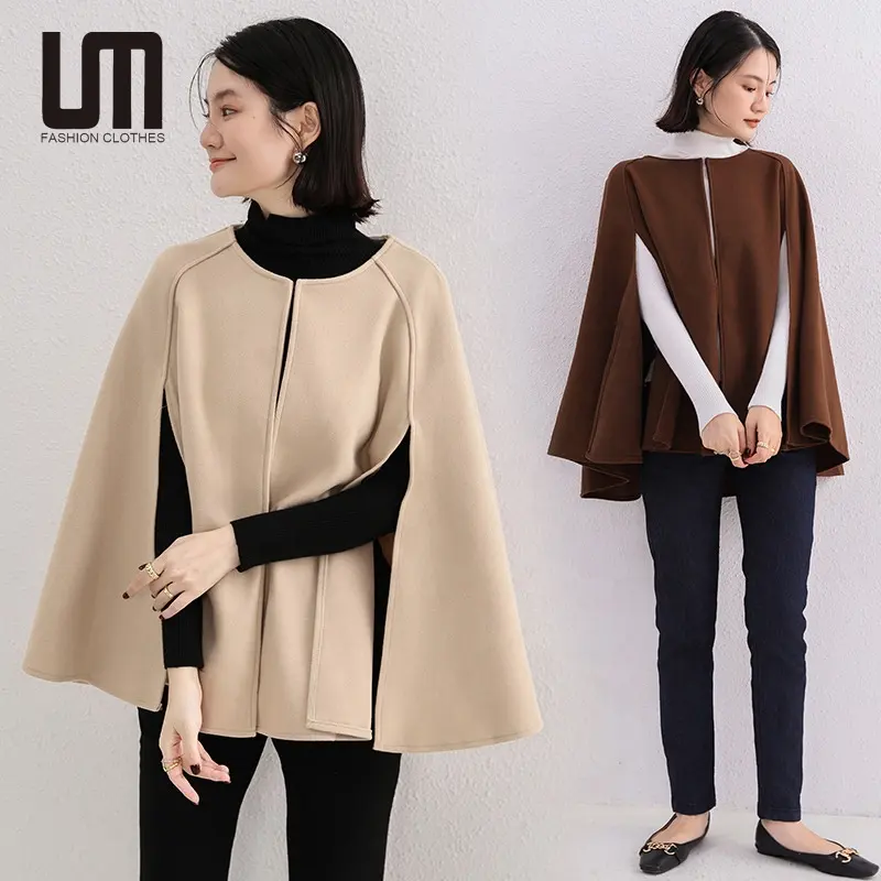 Liu Ming высокое качество 2024 Осень Зима Новая корейская мода Женская Повседневная шаль накидка пальто