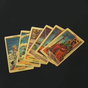 Directo de fábrica personalizado plástico PET impermeable hoja de oro Color impreso <span class=keywords><strong>Tarot</strong></span> Deck Set cartas de juego de mesa - Product Image 4