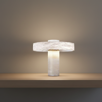 JYLIGHTING Lampe de table design moderne Base en marbre naturel de luxe Télécommande élégante lampe de chevet de forme ovale pour vivre