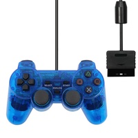 Manette de jeu filaire transparente PS2 avec vibration, prix bas, vente chaude
