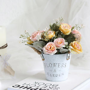 Ornements salon hibiscus rose chanvre corde étain baril simulation plante en <span class=keywords><strong>pot</strong></span> petit bonsaï - Product Image 3