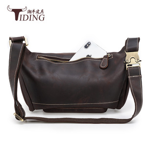 Bolso de Cintura de Cuero Crazy Horse para Hombre, Color Marrón Oscuro, Anti-Robo, para Uso Diario - Product Image 3