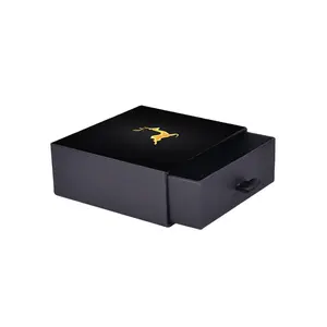 Haute Qualité Anti-Ternissure Logo estampage à Chaud Noir Tiroir Boîte À Bijoux Avec Couvercles Pour hommes