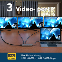 Docking Station Aluminium Alloy 13 in 1 untuk 3 Monitor dengan Pengisian Daya USB 3.0, RJ45, Audio 3.5mm, SD, TF, dan Hub USB, Tersedia