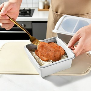 Contenants de stockage alimentaire en silicone avec couvercles, rectangulaires, couleur unie, pour réfrigérateur, boîte à lunch de voyage, moule à pain, gâteau, glaçons - Product Image 3