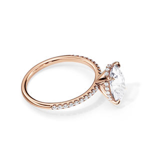 Anello MaiYi con Diamante Sintetico CVD da 3 Carati, Taglio Ovale, Halo Nascosto, Oro Rosa 14K, Anello di Fidanzamento, Anello Moissanite per Donne - Product Image 4