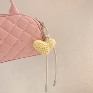 Handmade Crochet Heart Keychain Colorful Knitted Heart <b>Bag</b> Charm With PU Rope Metal Heart Clasp Pendant Wholesale <b>Gift</b> for Women - Product Image 4