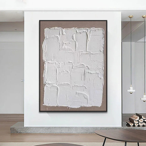 Paleta cuchillo 3D grueso minimalista blanco abstracto pared arte hecho <span class=keywords><strong>a</strong></span> mano pintura al óleo para sala de estar - Product Image 3