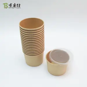 Disposable Biodegradable Takeaway Fast Food Paper Cups Packing Round Kraft Paper Food Containers With Pla Coating