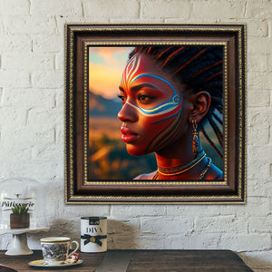 Póster de retrato de cara tatuada de mujeres étnicas africanas creativas, arte de pared, decoración del hogar, lienzo al óleo y pintura de porcelana de cristal - Product Image 4