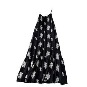 Robe longue décontractée d'été pour femme, style Empire, brodée, en dentelle, 100% coton tissé, teint uni, durable et lavable - Product Image 1