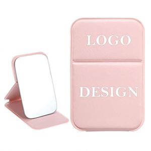 Espejo de Maquillaje de Viaje Plegable de Bolsillo, Moderno y de Alta Calidad, en Cuero PU, con Logotipo Personalizado Impreso en Serigrafía, para Regalos de Belleza para Mujeres - Product Image 1