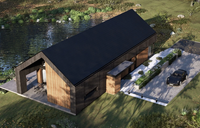 Maison en acier léger en forme de A, villa préfabriquée nordique, cabane de villégiature forestière, fenêtre triangulaire