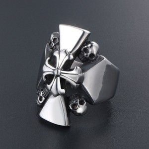 <b>Titanium</b> Steel Skull <b>Ring</b> Cross Floral Windmill Design Men's Hip Hop Jewelry SA508 - Product Image 1