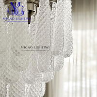 Lustre en verre vintage français médiéval de luxe, suspension texturée en gouttes d'eau transparentes pour villa, salle à manger, salon, chambre