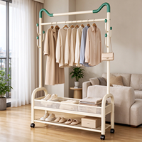 Séchoir à linge robuste à double niveau, amovible et mobile, en acier au carbone, sur pied, pour balcon et salon