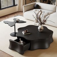 Table Basse Italienne Moderne Vintage en Bois Massif, Design Papillon Pétale Nuage Simple, Décoration Maison pour Salon, Style Bois Massif