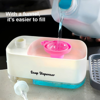 Dispenser Sabun Plastik 2-in-1 Penggunaan Ganda untuk Sabun Cuci Tangan dan Deterjen dengan Tempat Spons Cocok untuk Rumah dan Dapur