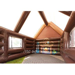 Maison gonflable de Noël en <span class=keywords><strong>plein</strong></span> <span class=keywords><strong>air</strong></span> tente de la grotte du père noël maison en <span class=keywords><strong>bois</strong></span> gonflable barre gonflable pour la décoration du festival - Product Image 4