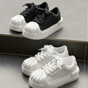 รองเท้าผ้าใบทรง Chunky สีพื้น หนังแท้ แบบผูกเชือก หัวมน พื้นหนา ยางกันลื่น ใส่ได้ทุกฤดู สไตล์ลำลอง - Product Image 1