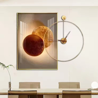 Reloj de pared de porcelana de cristal moderno, luz de pared, decoración de habitación de Arte de lujo, reloj de pared, decoración de pintura