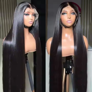 Perruques synthétiques extra longues en gros pour femmes noires, 28 pouces, 265g, couleur 13*6, perruque Lace Front noire, lisses et soyeuses - Product Image 1