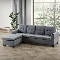 Canapé sectionnel convertible et extensible en tissu lin moderne, ensemble complet par Frank Furniture pour une assise polyvalente dans le salon