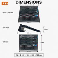 Console de mixage audio professionnelle DSZ DS-16P-4 à 16 canaux avec entrées XLR, sorties USB, son stéréo