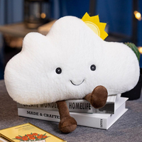 Jouets en peluche nuage OEM, peluche nuage de dessin animé avec visages brodés Fum, jambes suspendues, conception personnalisée, usine ISO, oreillers de haute qualité
