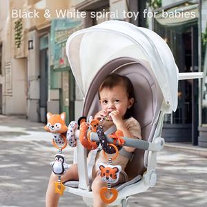 Tumama enfants spirale poussette jouets 0 6 <span class=keywords><strong>mois</strong></span> activité sensorielle noir blanc renard en peluche suspendus bébé siège de voiture jouets pour nouveau-né - Product Image 6