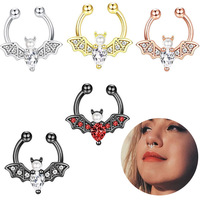 Kelelawar Palsu Septum Cincin Faux Septum Perhiasan Hidung Manset Tidak Menusuk Hidung Cincin Klip Pada Menusuk Perhiasan untuk Wanita Pria Palsu Hidung Cincin