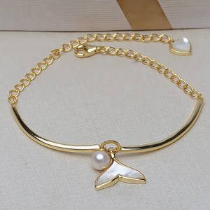 Brazalete de Plata S925 con Cola de Pez y Concha, para Joyería DIY, con Bandeja Vacía para 5-7 Perlas, Modelo 3231 - Product Image 1