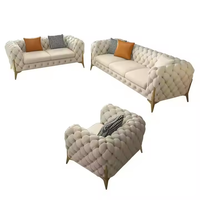 Docarelife Mobilier de chambre de luxe Design moderne Confortable Cuir Velours Rembourré Tufté Chesterfield Salon Canapé Ensemble