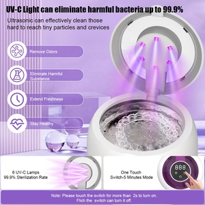 最新のIPX7防水45kHz家庭用超音波歯洗浄器、6つのUVランプ搭載で義歯、歯列矯正器具、リテーナーの徹底洗浄が可能 - Product Image 4