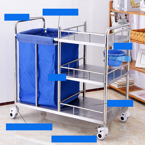 Paslanmaz çelik hastane tıbbi atık arabası mobil hemşirelik çamaşır arabaları üç kat - Product Image 4