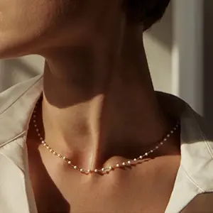 Collier ras du cou de perles en cristal plaqué or, Simple, créatif et Simple, pour femmes,