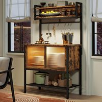 Meuble de bar de cuisine moderne SENYU avec portes vitrées, éclairage LED et étagère de rangement pour café et accessoires de bar