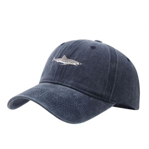 Gorra de Béisbol Unisex de Mezclilla Ajustable con Diseño de Tiburón, Estilo Étnico, 100% Algodón, Acabado Lavado, Tendencia de Moda Urbana, Gorra para el Sol - Product Image 5