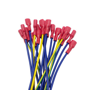 उल प्रमाणित कस्टम फोर्क टर्मिनल वायर हार्नेस, ब्लू/पीले-हरे/लाल पूर्व-कुरकुड लीड तार को ग्राउंडिंग के लिए इंसुलेटेड आस्तीन के साथ - Product Image 4