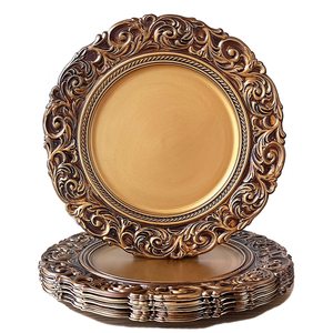 Chargeurs de plaques de charge antiques Chargeurs de serveurs ronds à bord gaufré Plaque réutilisable pour la fête de mariage - Product Image 3