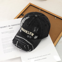 Topi Baseball Wanita 6 Panel Gaya Streetwear Amerika, Denim Distressed 100% Katun, Dapat Disesuaikan, Bordir Serbaguna, Model Terbaru 2026