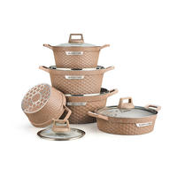 Set peralatan masak anti lengket, peralatan masak lapisan granit marmer anti lengket panci satu