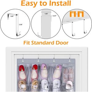 Over The Door <b>Shoe</b> Organizer 35 Pockets Grey Fabric Hanging Rack For <b>Shoes</b> Behind Door Wall Storage Mesh Closet Organizer - Product Image 6