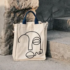 Lớn Heavy Duty Canvas Tote Vai Túi Xách với dây kéo biểu tượng tùy chỉnh mua sắm du lịch trường Tote sling Túi cho sinh viên