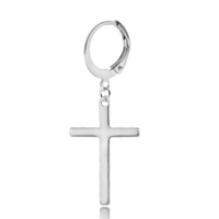 Boucles d'oreilles pendantes tendance en acier inoxydable, motif croix, argent, noir, or, bijoux d'oreille unisexe, vente en gros